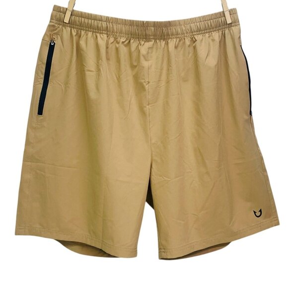 Northyard Mens Athletic Shorts Elastic Waist Drawstring Stretch Brown Size XL - Picture 2 of 10